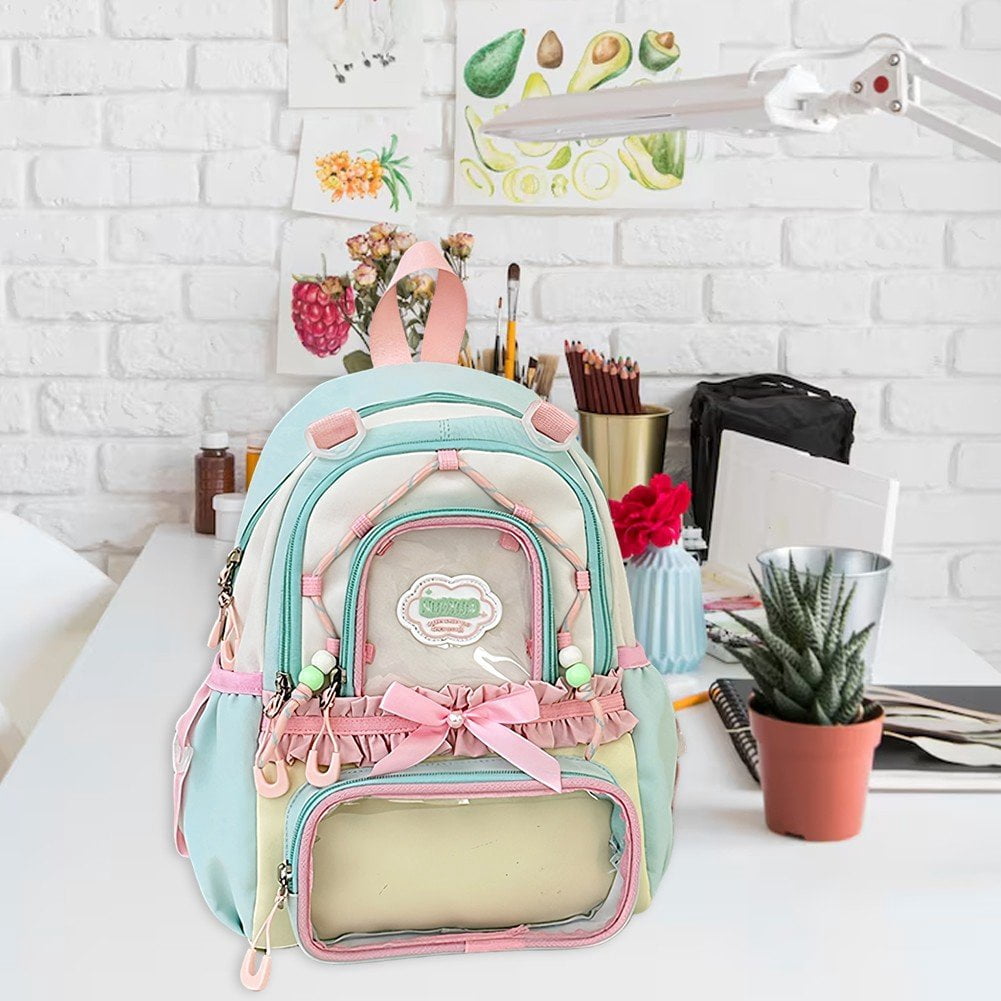 Slccxzc Kawaii Backpack Cute Aesthetic Ita Backpack, Y2K Large Capacity Bag Book Bags With Window Show