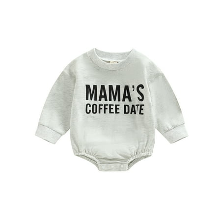 

Qtinghua Newborn Baby Boy Girl Clothes Long Sleeve Mama s Coffee Date Sweatshirt Rompers Infant Fall Winter Outfits