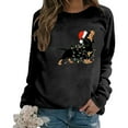 thumbnail image 7 of Tiweut Women's Leisure Hoodies Christmas Santa Sausage Dog Print Fashion Loose Fit Pullover Long Sleeve Round Neck Regular Tops Black,L, 7 of 7
