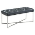 thumbnail image 3 of Armen Living Noel Contemporary Bench in Grey Faux Leather and Brushed Stainless Steel Finish, 3 of 3