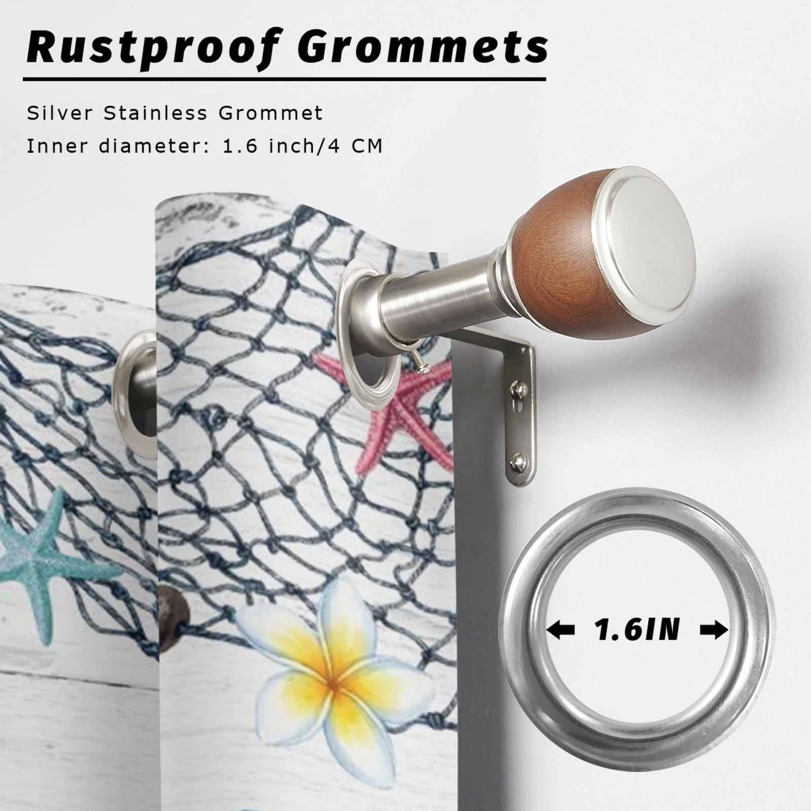 Ocean Gnome Outdoor Curtains for Patio, Nautical Shell Sea Star Flag Flower White Wood Grain Sunshade Privacy Drapes Grommet Waterproof Outside Curtains for Porch/Cabana/Balcony 54"x 108", 1 Panel