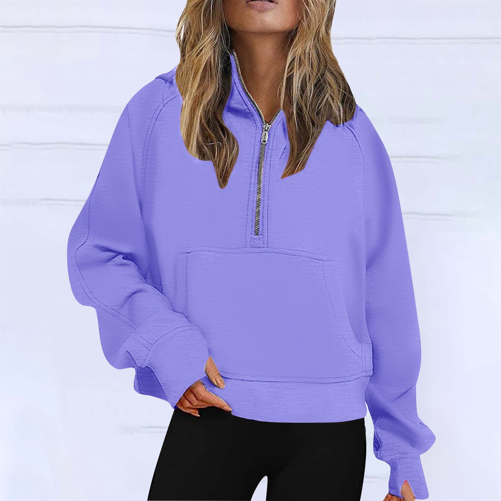 Hessimy Womens Oversized Fleece Hoodies Long Raglan Sleeves Solid