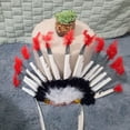 thumbnail image 5 of Tocado de jefe nativo americano, disfraz indio de Cosplay, vestido de cabeza de plumas artificiales, accesorios para adultos y niños, 5 of 5