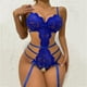 thumbnail image 2 of Gibobby Ropa interior mujer sexy Conjunto de lencería sexy con pantalones cortos, sexy cierre frontal, malla negra, manga larga, body para mujer(Azul, XXG), 2 of 5