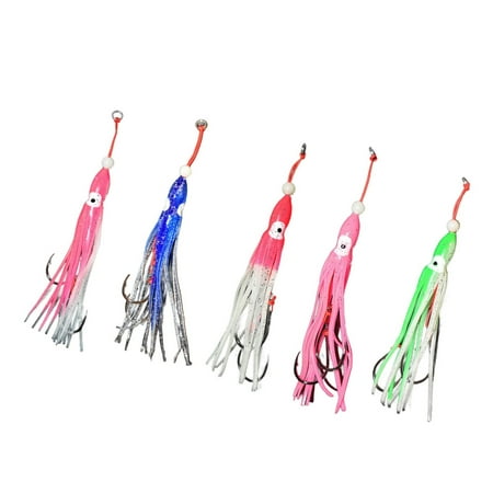 5Pcs Octopuses Skirts Trolling Lures Fishing Tackle Soft Lures Multicolored Glowing Squid Skirt Saltwater Baits Lures