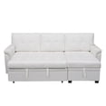 thumbnail image 3 of L-Shaped Sectional Sofa with Pull-Out Bed - Compact L-Shaped Couch for Living Room, Velvet, White, 3 of 11