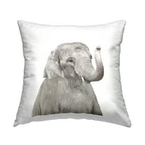 Stupell Industries Baby Elephant Grey Wildlife Animal Square Decorative Printed Throw Pillow, 18 x 18,