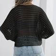 thumbnail image 3 of Oplxuo Womens Summer Scoop Neck Short Sleeve Sweater Casual Crochet Hollow Out Knit Tops Pullover Shirts Beach Coverup, 3 of 4