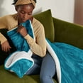 thumbnail image 4 of Sherpa Fleece Blankets Queen Size for Bed - Thick and Warm Blanket for Winter, Soft Fuzzy Plush Queen Blanket for All Seasons, Teal, 90x90 Inches, 4 of 9