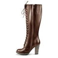 thumbnail image 3 of Ferwind Women's Lace-up Riding Boots High Chunky Heels Adult Brown  6, 3 of 5