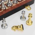 thumbnail image 7 of Chess Board Folding Travel Chess Set Gold Silver Metal Chess Pieces Folding Wooden Chess Board, 7 of 7