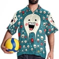thumbnail image 4 of Tiny teeth Men's Casual Printed Button Down Short Sleeve Summer Beach Shirt, Unisex, 4 of 6