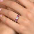 thumbnail image 4 of Gem Stone King 10K Two Tone Gold White Moissanite and Pink Moissanite Engagement Ring for Women | 1.50 Cttw | Round 5MM | Gemstone Birthstone | Size 5, 4 of 7