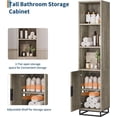 thumbnail image 2 of Bingirl 70 - Inch Tall Narrow Bathroom Cabinet: Freestanding Storage Cabinet with Metal Frame Base, Adjustable Shelf and Open Storage, Grey for Laundry or Small Spaces, 2 of 8
