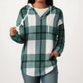thumbnail image 4 of Godom Plaid Blouses for Women Dressy Casual Long Sleeve V Neck Shirts Fall Tunic Tops Loose Fit Hoodies for Womens, 4 of 7