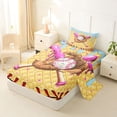 thumbnail image 2 of Castle Fairy Baseball Bat Glove Twin Sheets 3pcs, Blue Ice Cream Drip Bedding, Brown Pink Yellow,1 Fitted Sheet, 1 Flat Sheet and 1 Pillowcase, 2 of 6