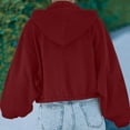 thumbnail image 7 of yoeyez Cropped Fall Jackets for Women Zip Up Oversized Hoodie Solid Color Drawstring Hooded Sweatshirt Long Sleeve Coat, 7 of 7