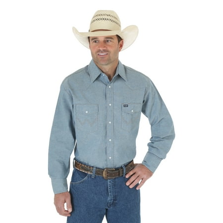 Wrangler Men's Authentic Cowboy Cut Work Western Long-Sleeve Firm ...