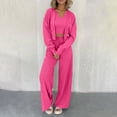 thumbnail image 2 of BLVB Women's 3 Piece Outfits Sweater Sets Crop Tank Tops Knit Ribbed Cardigan and Wide Leg Pants Lounge Set Tracksuit, 2 of 7