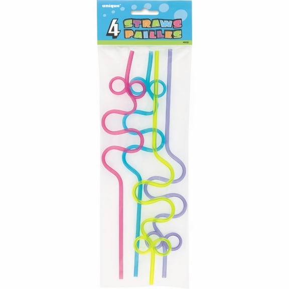 Unique Plastic Crazy Loop Straws, Assorted (Pack of 5)