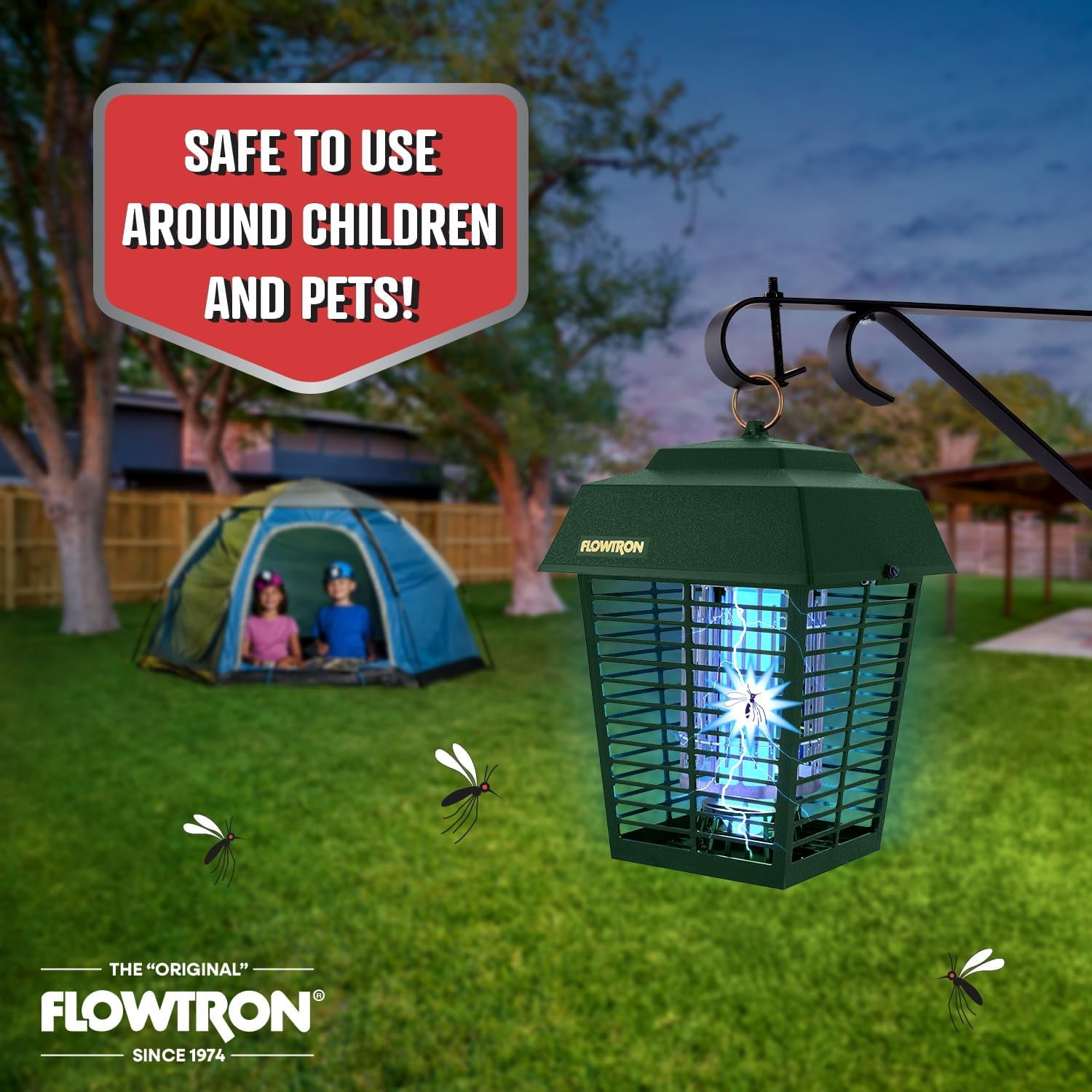 Flowtron Bug Zapper 1 Acre, 40W Bulb, 5600V Grid, Outdoor Fly & Mosquito Control, USA Made (Green)
