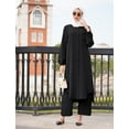 thumbnail image 5 of IWEMEK Womens Abaya 2-Piece Set Semi Formal Dubai Kaftan Fall Loose Long Sleeve Black Muslim Robe with Pants for Women, 5 of 8
