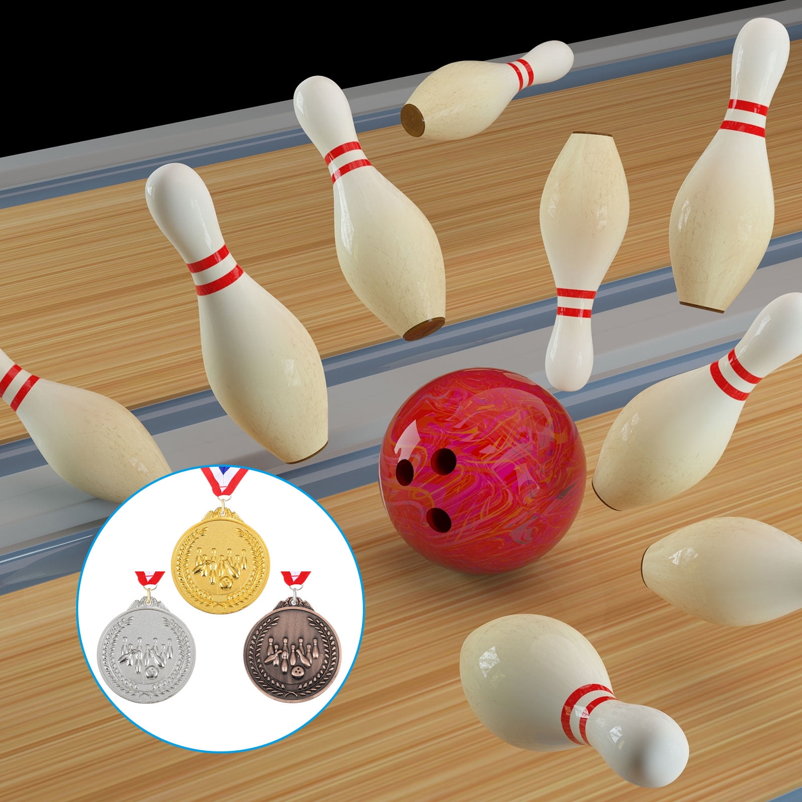 Uxcell Bowling Prize Award Medal Tournament Winner Medallion for Competition Party Favors, Gold Tone 12 Pack