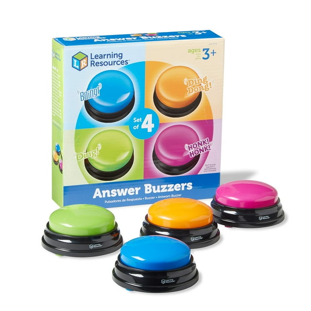 Recursos de aprendizaje Answer Buzzers, Set of 4 Assorted Colored Buzzers, Game Show Buzze Learning Resources Learning Resources