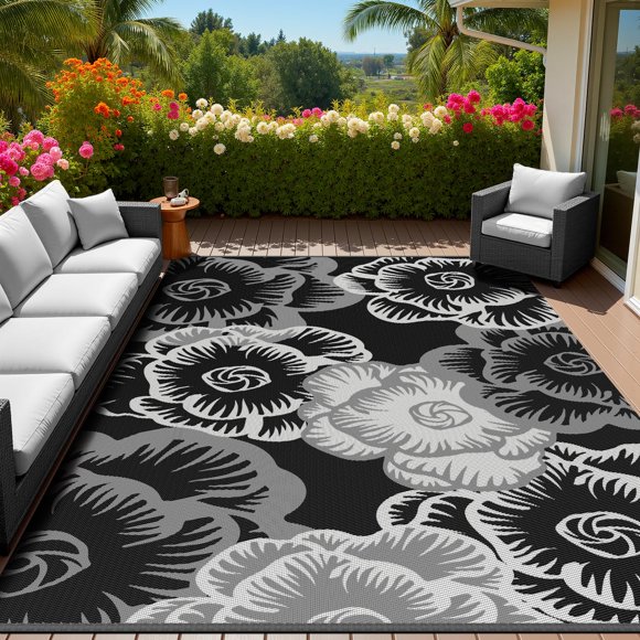Alfombra MontVoo Impermeable para Patio Exterior 183x274cm Floral