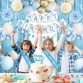 thumbnail image 7 of Blue Birthday Decorations, Party Decor with Dusty Baby Blue Gold Balloons Happy Birthday Banner Birthday Sash Tablecloth Fringe Curtain for Baby Boys Girl Men Women, 7 of 7