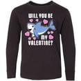thumbnail image 3 of Inktastic Will You Be My Valentine with Cute Shark and Hearts Long Sleeve Youth T-Shirt, 3 of 5