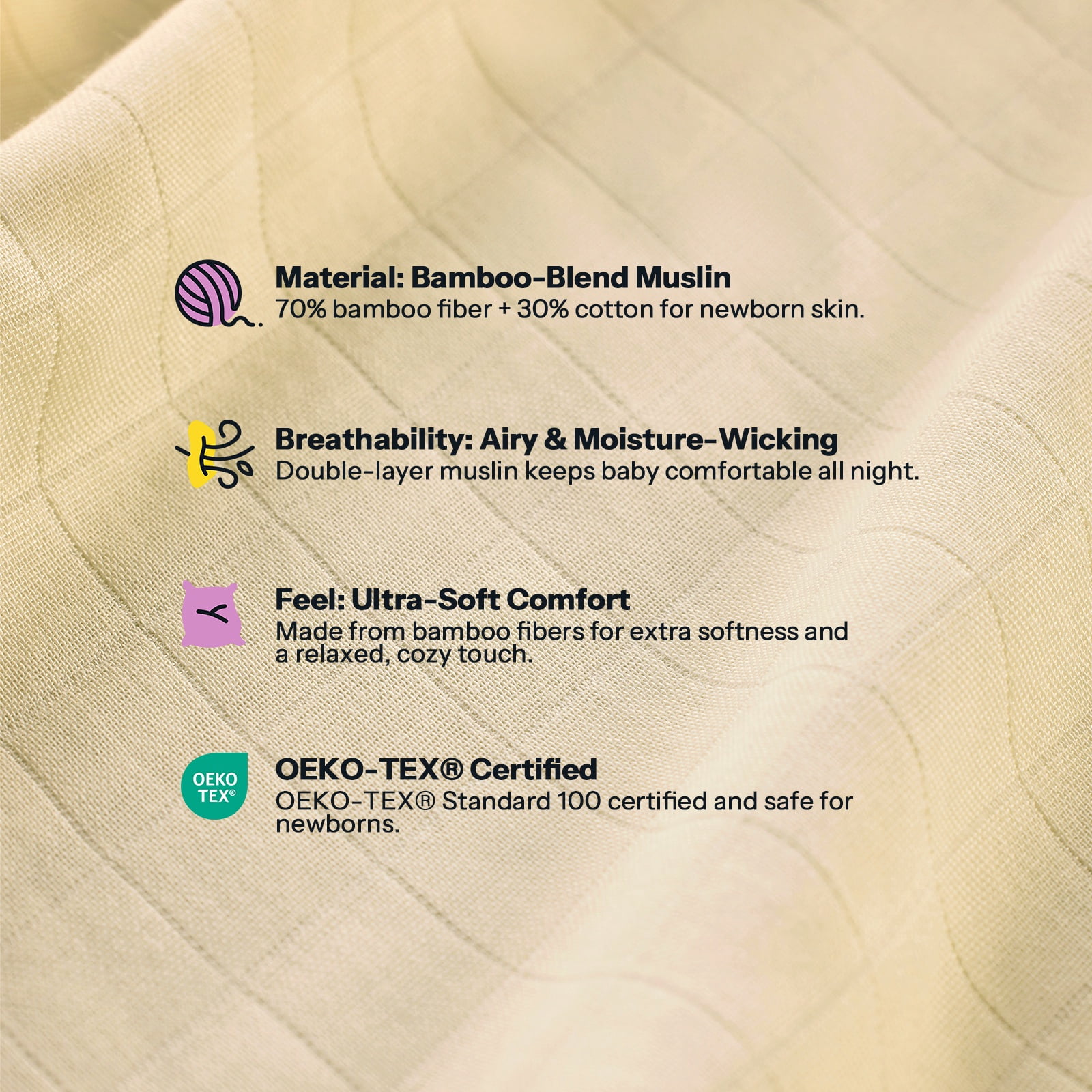 HARPPA Muslin Baby Bassinet Sheets 2 Pack, Breathable Bamboo Viscose Cotton, 32.68" x 18.9"