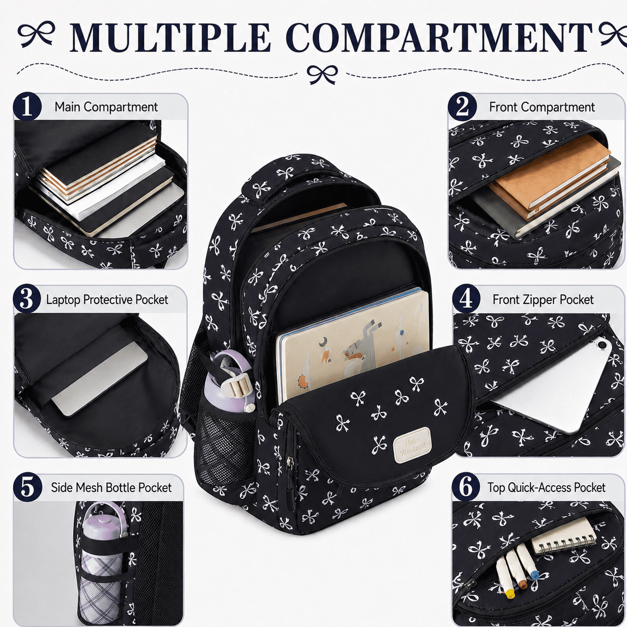 Soda Candy Girls Backpack Set 3pcs Coquette Bow School Bookbag for Kids Cute Kawaii Printed Book Bag with Lunch Bag Pencil Pouch