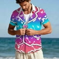 thumbnail image 6 of Stamzod Vacation Shirts for Men Summer Short Sleeve Casual Shirts Plus Size Mens Button Down Hawaiian Shirt Pink I XXL, 6 of 9