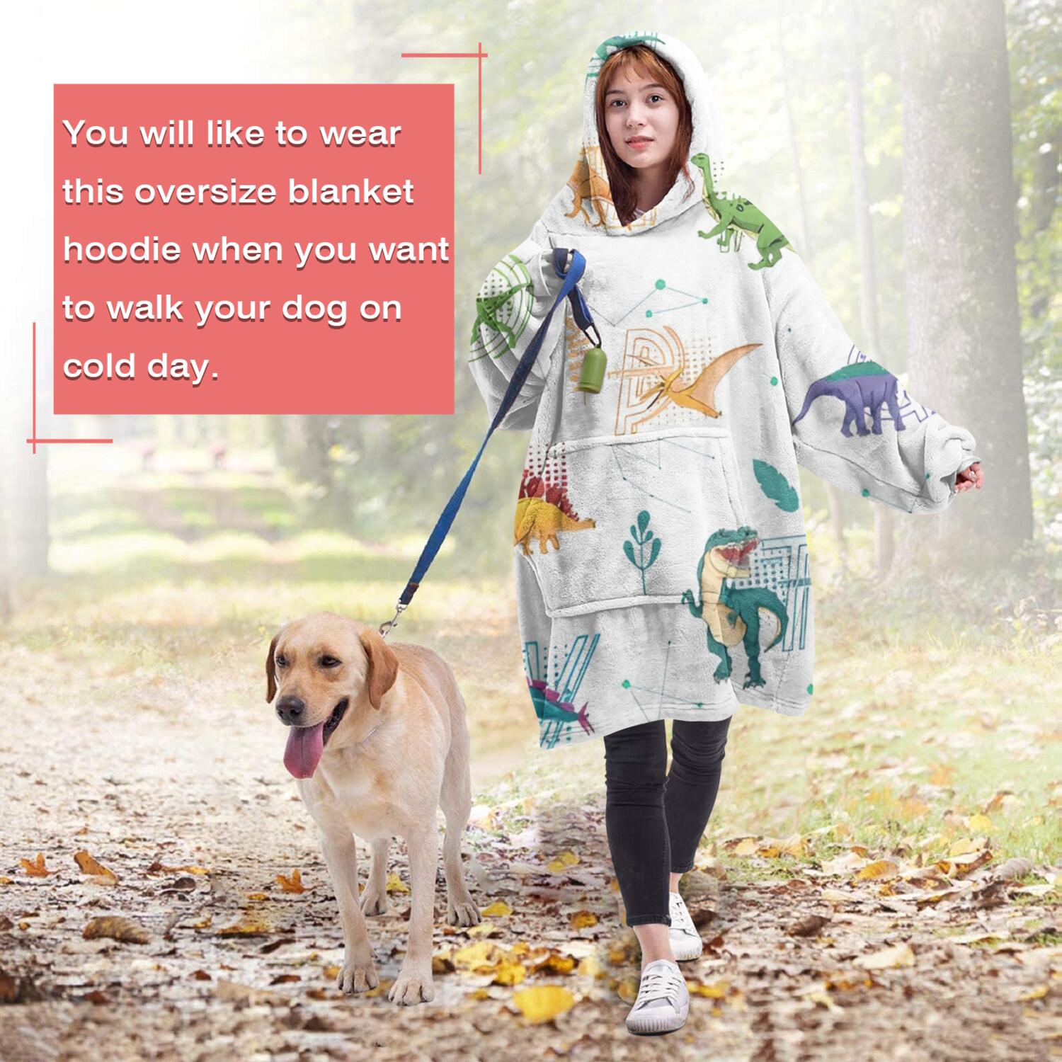 Wearable Oversized Blanket,Alphabet Dinosaur Names Chart Pattern Wearable Blanket Hoodie for Adults,Cozy Hooded Blankets with Super Pockets,Super Warm Fuzzy Pullover for Women & Men