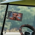 thumbnail image 3 of XYZCANDO Highland Cow 4 Piece Golf Cart Seat Covers American Flag Golf Cart Steering Wheel Covers Golf Cart Flag USA Flag Golf Cart Accessories Golf Cart Wheel Cover Decoration Banner Black, 3 of 7