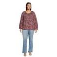 thumbnail image 2 of Terra & Sky Women's Plus Size Balloon Sleeve Top, 2 of 5