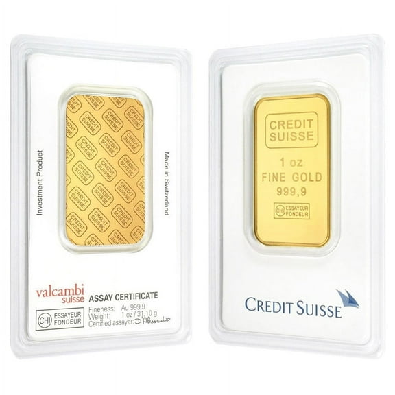 1 oz Credit Suisse Gold Bar .9999 Fine (in Assay)