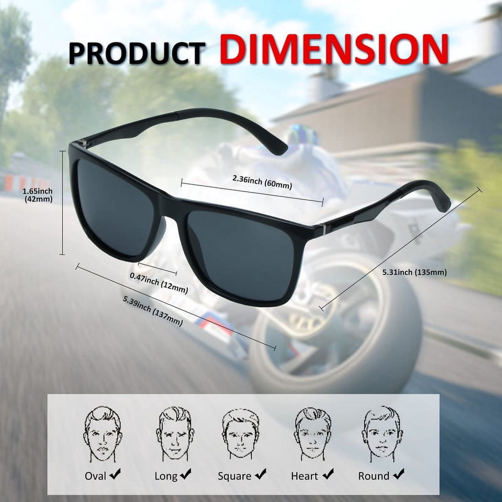 LifeArt Mens Polarized Sunglasses Ultralight Sports Fishing Driving Sunglasses for Men UV Protection Rectangle Metal Frame (Bright Black+Matte Black)