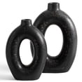 thumbnail image 6 of LE TAUCI 8.5"+10.5" Ceramic Vases for Home Decor, Set of 2 Donut Vases, Modern Vase, White Vases, Farmhouse Vase, Decorative Vase, Round Vase for Bookshelf, Mantel, Table, Fireplace Decor, 6 of 8
