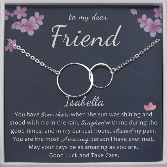 Anavia Friend Necklace for Birthday Gift, to My Dear Friend 925 Sterling Silver Necklace Gift Card, BFF Birthday Gift -[Custom Name]