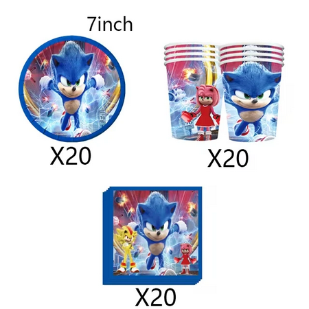 Soniccs Birthday Party Decorations Tableware Set Paper Cup Napkin Cake Topper for Kids Boy Party gifts Baby Shower Supplies