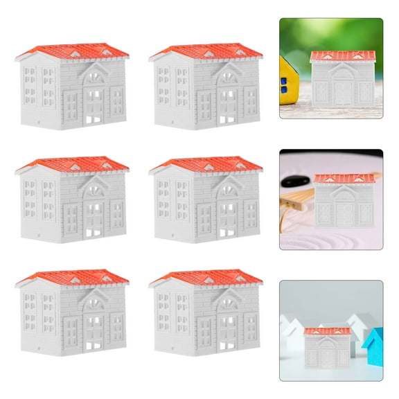 Luxshiny 10Pcs Tiny House Building Model for Micro Landscape White ABS Square Realistic Design