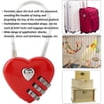 thumbnail image 4 of QUETO Heart Shaped Padlock, 3 Digit Mini Code Lock, with Love Heart Wire Rope, Password Lock for Luggage, Backpack, Jewelry Box, Lobby Locker(Red), 4 of 7