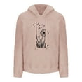 thumbnail image 4 of Olyvenn Long Sleeve Tops for Women 2025 Fall Winter Drawstring Hooded Sherpa Fleece Sweatshirts Flower Graphic Warm Shirts Pink XXXL, 4 of 4
