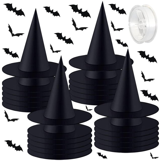 Gorro de bruja Legigo para decoración de Halloween, 24 unidades, con pegatinas 3D con forma de murciélago