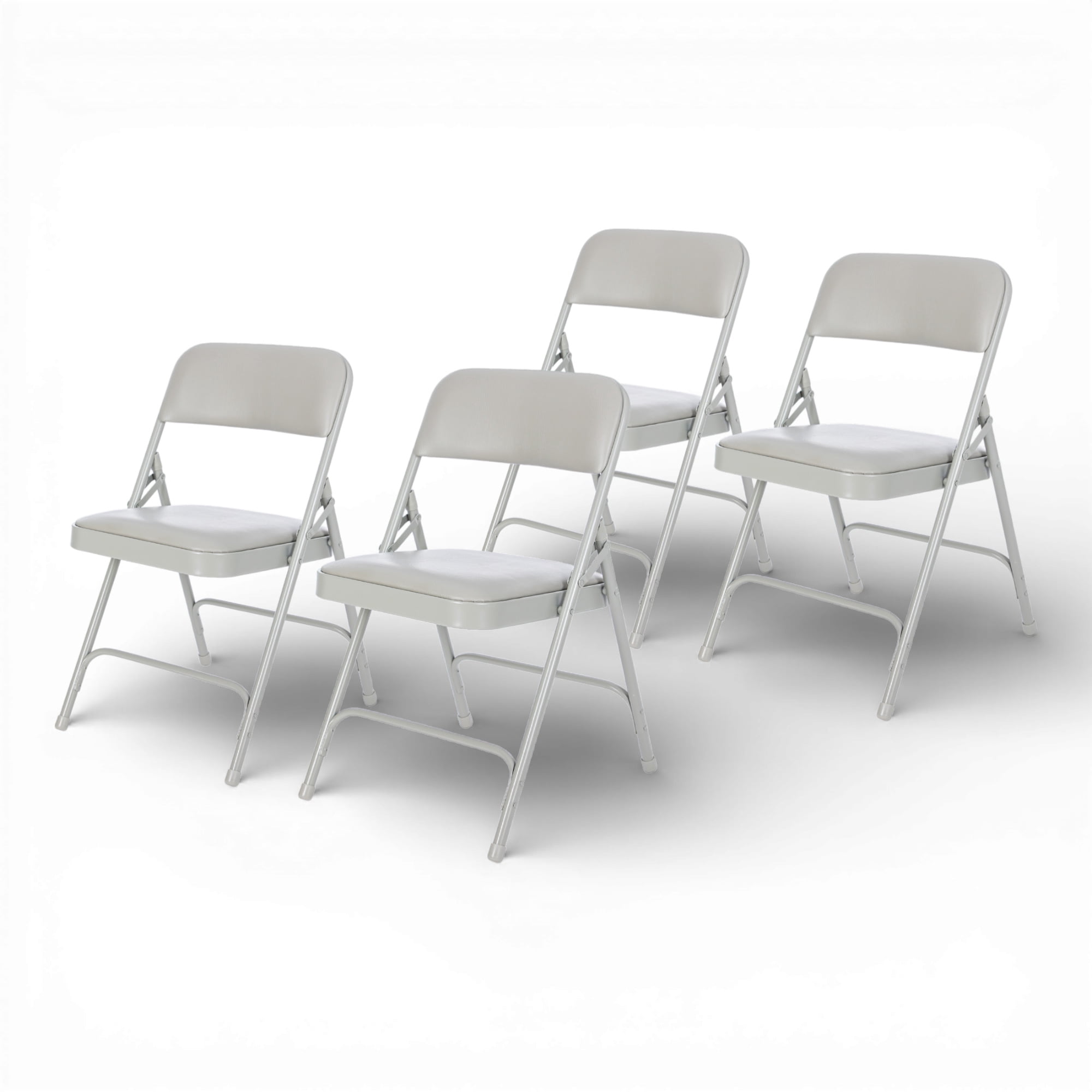 Hampden Furnishings Bernadine Collection Vinyl Folding Chair, Grey, Pack of 4