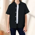 thumbnail image 5 of WOYY Toddler Boys Short Sleeve Casual Shirt Solid Color Button-Down Shirt, Sizes 3-13, 5 of 5