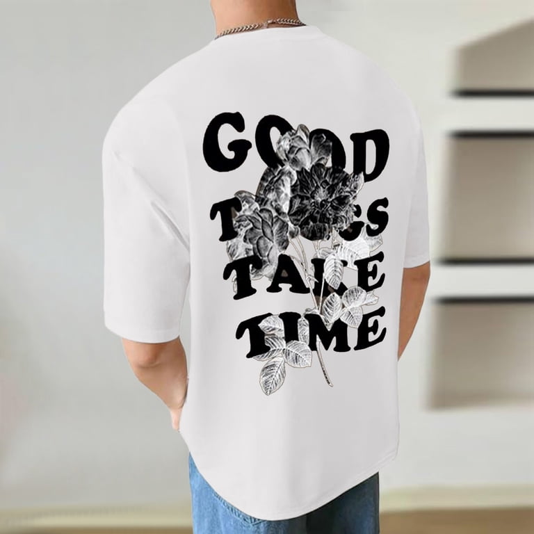 NOLDARES Vintage Graphic Tees for Men Oversized Floral Letter
