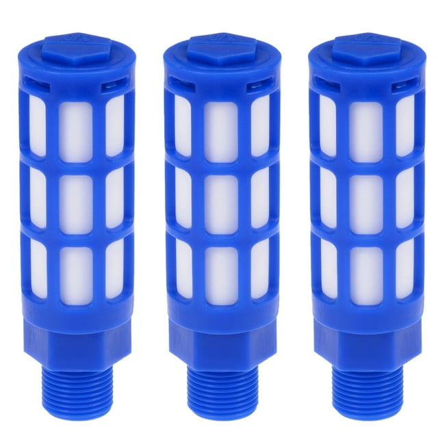 Unique Bargains Plastic Pneumatic Muffler Exhaust Air Line Silencer 3/8 PT Blue, 3pcs